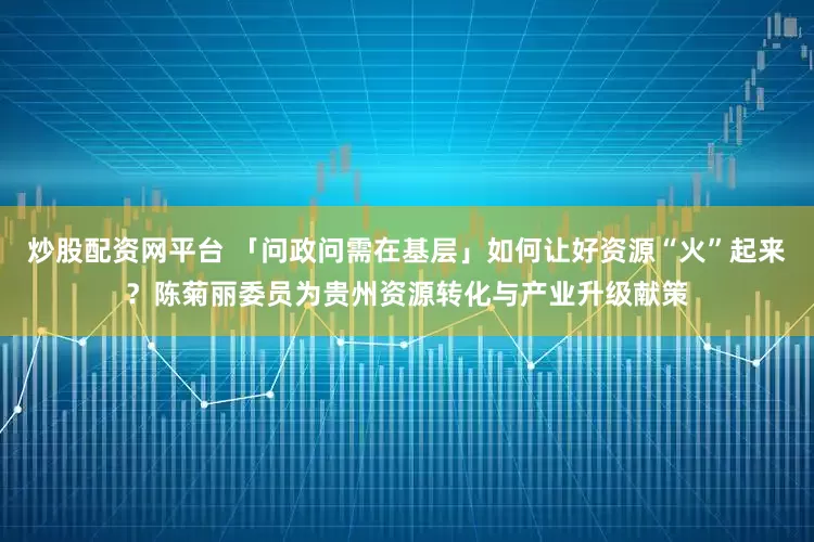 炒股配资网平台 「问政问需在基层」如何让好资源“火”起来？陈菊丽委员为贵州资源转化与产业升级献策